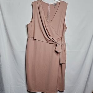 NWOT Asos Design sleeveless pink wrap vneck chest flowy midi tie waist dress 20
